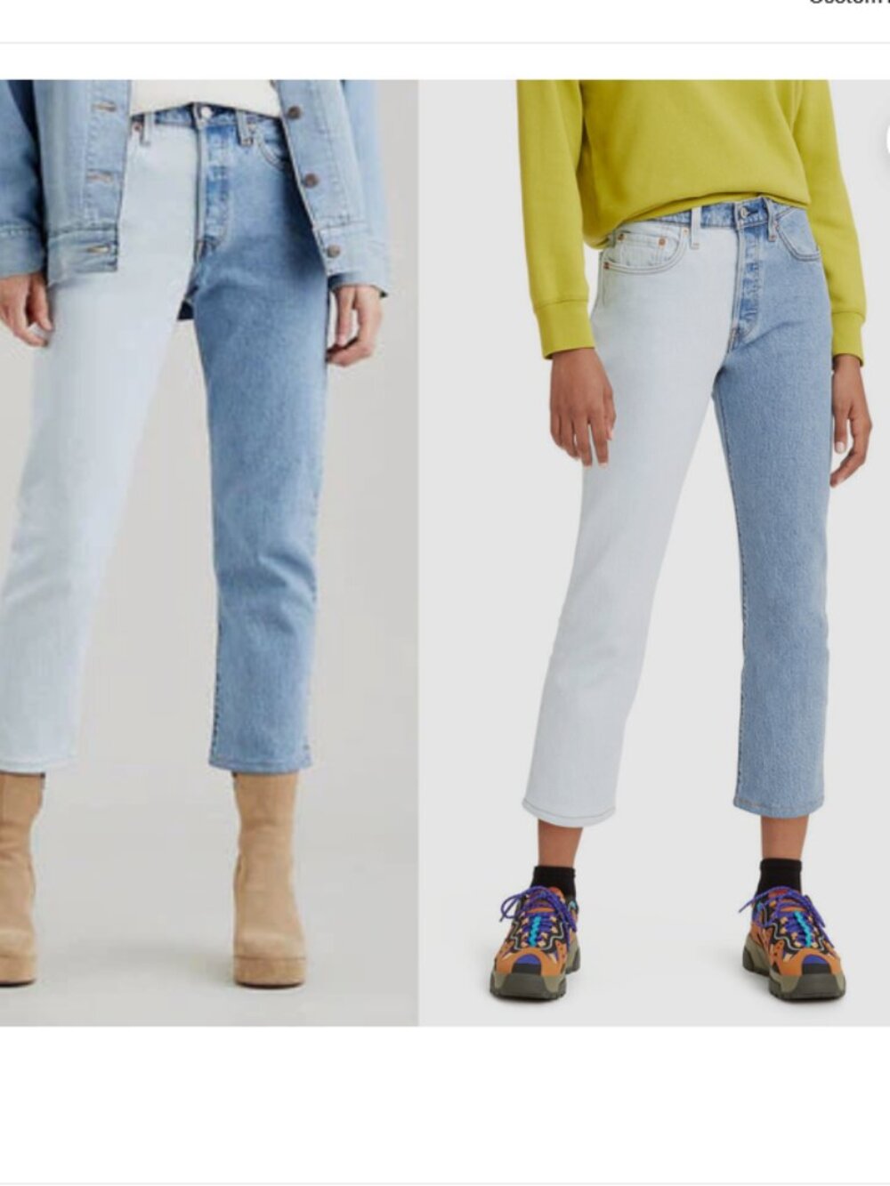 NWT LEVI'S 501 Cropped High Rise Two-Tone Jeans Size 32